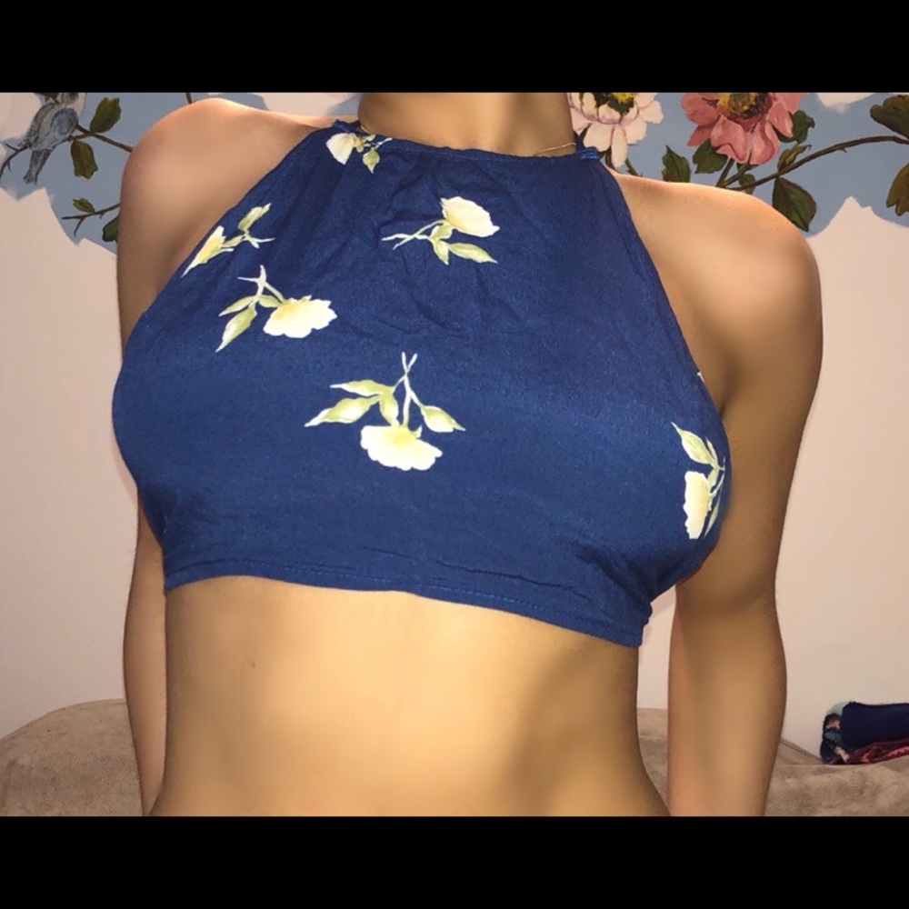 Beautiful Navy Floral Halter Top